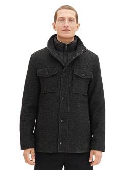 TOM TAILOR Herren 1037345 2-in-1 Wollmantel mit integrierter Innenjacke, 32521-snow Wool Structure, S von TOM TAILOR