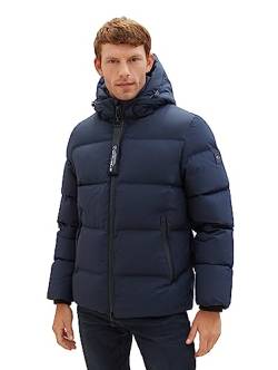 TOM TAILOR Herren 1037350 Recycled Down Puffer-Jacke mit Abnehmbarer Kapuze, 10668-sky Captain Blue, XL von TOM TAILOR