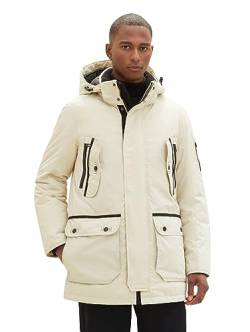 TOM TAILOR Herren 1037356 Winterparka mit Abnehmbarer Kapuze, 26199-beige Alfalfa, M von TOM TAILOR