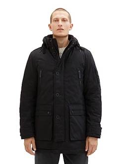 TOM TAILOR Herren 1037358 Coated Parka Jacke mit Abnehmbarer Kapuze, 29999-Black, XXXL von TOM TAILOR