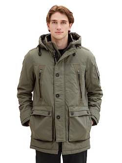 TOM TAILOR Herren 1037358 Coated Parka Jacke mit Abnehmbarer Kapuze, 32097-smokey Olive Green, XL von TOM TAILOR