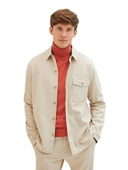 TOM TAILOR Herren 1037438 Jersey Overshirt Hemd aus Piqué mit Stretch, 29114-beige Pique Melange, XL von TOM TAILOR