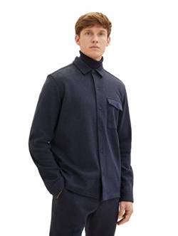 TOM TAILOR Herren 1037438 Jersey Overshirt Hemd aus Piqué mit Stretch, 32850-blue Classic Melange, XXXL von TOM TAILOR