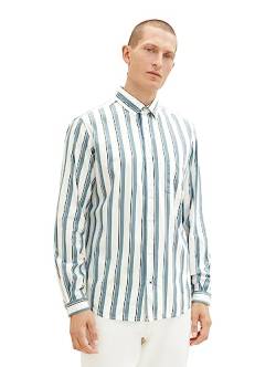 TOM TAILOR Herren 1037441 Regular Fit Hemd mit Streifen, 32288-off White sea Green Big Stripe, L von TOM TAILOR