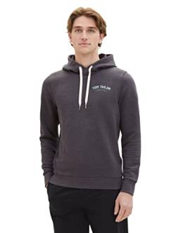 TOM TAILOR Herren 1037751 Sweatshirt Hoodie mit Logo-Print, 11086-Dark Grey Melange, XL von TOM TAILOR