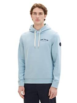 TOM TAILOR Herren 1037751 Sweatshirt Hoodie mit Logo-Print, 30463-dusty Mint Blue, M von TOM TAILOR