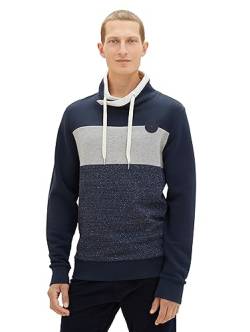 TOM TAILOR Herren 1037761 Colorblock Snood Sweatshirt, 10668-sky Captain Blue, L von TOM TAILOR