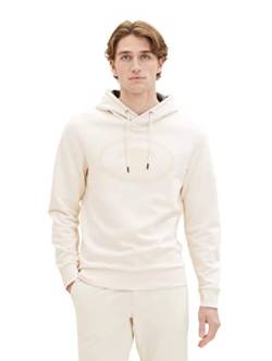 TOM TAILOR Herren 1037799 Hoodie Sweatshirt mit Logo-Print aus Baumwolle, 18592-vintage beige, XXXL von TOM TAILOR