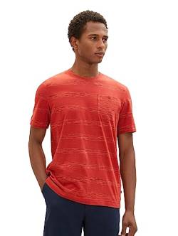 TOM TAILOR Herren 1037832 Gestreiftes T-Shirt Style, 32436-velvet red Soft Spacedye, M von TOM TAILOR