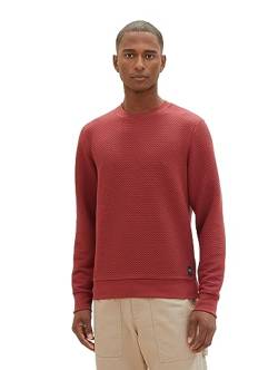 TOM TAILOR Herren 1037860 Basic Sweatshirt mit feiner Struktur, 32220-burned Bordeaux red, S von TOM TAILOR