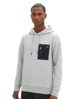 TOM TAILOR Herren 1037861 Hoodie mit feiner Struktur, 12035-Grey Heather Melange, M von TOM TAILOR