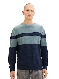 TOM TAILOR Herren 1038207 Colourblock Strick-Pullover aus Baumwolle, 32723-teal Navy Multi Structure, XXL von TOM TAILOR