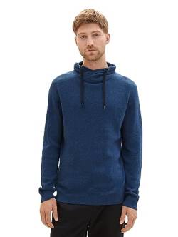 TOM TAILOR Herren 1038235 Snood Strick-Pullover mit Kordelzug, 32746-blue Navy Twotone Grindle, XL von TOM TAILOR