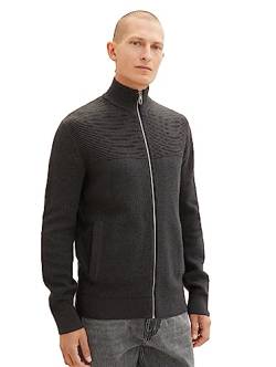 TOM TAILOR Herren 1038317 Moderne Strick-Jacke im Struktur-Mix, 10617-Black Grey Melange, XXXL von TOM TAILOR