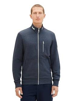 TOM TAILOR Herren 1038716 Sweatjacke mit Stehkragen, 19024-sky Captain Blue White Melange, S von TOM TAILOR