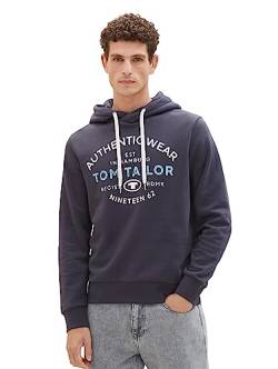 TOM TAILOR Herren 1038744 Basic Hoodie Sweatshirt mit Logo-Print, 10899-Tarmac Grey, M von TOM TAILOR