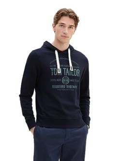 TOM TAILOR Herren 1039843 Hoodie mit Logo-Print, 10668-sky Captain Blue, XXL von TOM TAILOR