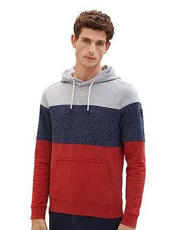 TOM TAILOR Herren 1039889 Hoodie mit Cutline-Optik, 14302-velvet red, L von TOM TAILOR