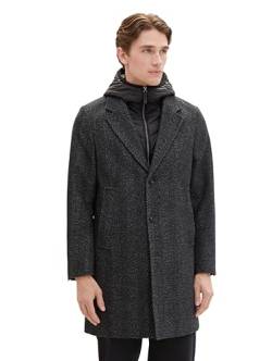 TOM TAILOR Herren 2-in-1 Karo Wollmantel mit abnehmbarer Innenjacke, deep herringbone structure, XXXL von TOM TAILOR