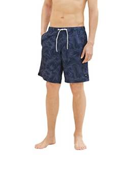 TOM TAILOR Herren Badeshorts mit Muster 1035051, 31476 - sky captain blue leaf design, S von TOM TAILOR