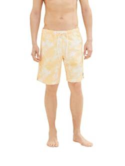 TOM TAILOR Herren Badeshorts mit Muster 1035051, 31478 - corn yellow leaf design, XL von TOM TAILOR