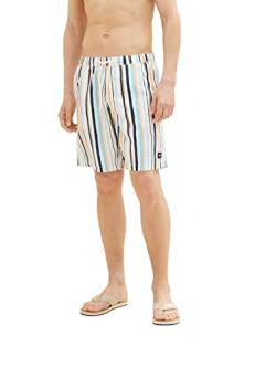 TOM TAILOR Herren Badeshorts mit Muster 1035051, 31554 - white multicolor stripe, XL von TOM TAILOR