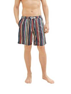 TOM TAILOR Herren Badeshorts mit Muster 1035051, 31555 - navy multicolor stripe, XS von TOM TAILOR