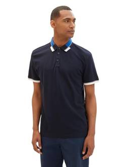 TOM TAILOR Herren Basic Piqué Poloshirt, 10668 - Sky Captain Blue, L von TOM TAILOR