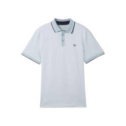 TOM TAILOR Herren Basic Piqué Poloshirt, white foggy blue twotone, S von TOM TAILOR