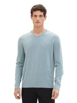 TOM TAILOR Herren Basic Pullover mit V-Ausschnitt aus Baumwolle, 27945 - Dusty Ice Melange, XXL von TOM TAILOR