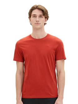 TOM TAILOR Herren Basic T-Shirt mit Logo-Stickerei, 14302 - Velvet Red, M von TOM TAILOR