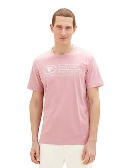 TOM TAILOR Herren Basic T-Shirt mit Print aus Baumwolle, Velvet Rose, XL von TOM TAILOR
