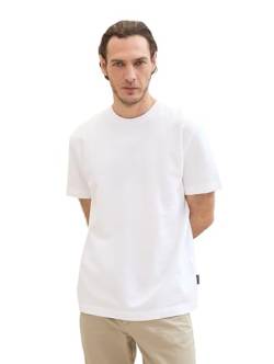 TOM TAILOR Herren Basic T-Shirt mit Struktur, White, XXL von TOM TAILOR