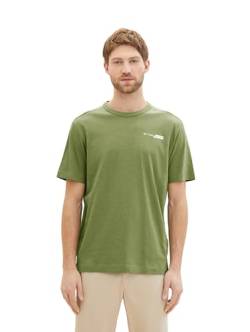 TOM TAILOR Herren Basic T-Shirt mit kleinem Logo-Print, 21586 - Dull Moss Green, L von TOM TAILOR