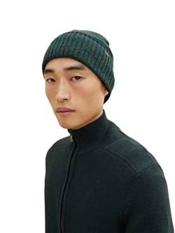 TOM TAILOR Herren Beanie Mütze 1032854, 30489 - Green Navy Beige Mouline, ONESIZE von TOM TAILOR