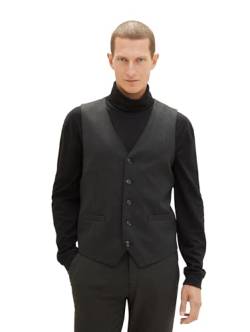 TOM TAILOR Herren Casual Weste mit seitlichen Abnähern, Black Grey Melange, 50 von TOM TAILOR