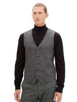 TOM TAILOR Herren Casual Weste mit seitlichen Abnähern, grey black grindle check, 44 von TOM TAILOR