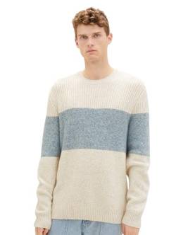 TOM TAILOR Herren Colorblock Strickpullover, grey mint beige colorblock, L von TOM TAILOR