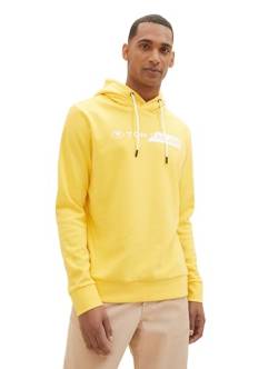 TOM TAILOR Herren Hoodie Sweatshirt mit Logo-Print, 34663 - Sunny Yellow, M von TOM TAILOR