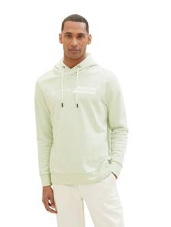 TOM TAILOR Herren Hoodie Sweatshirt mit Logo-Print, 35169 - Tender Sea Green, L von TOM TAILOR