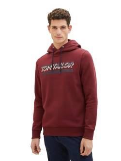 TOM TAILOR Herren Hoodie Sweatshirt mit Logo-Print, Tawny Port Red, XL von TOM TAILOR