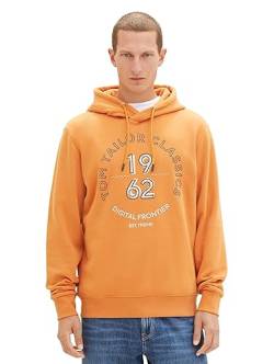 TOM TAILOR Herren Hoodie Sweatshirt mit Print, tomato cream orange, XXL von TOM TAILOR