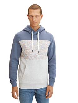 TOM TAILOR Herren Hoodie im Colourblocking 1032925, 30193 - Ordinary Grey Melange, L von TOM TAILOR