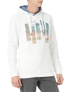 TOM TAILOR Herren Hoodie mit Fotoprint 1032928, 10332 - Off White, M von TOM TAILOR