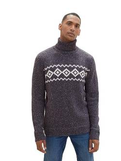 TOM TAILOR Herren Norweger Strickpullover mit Jaquard-Muster, sky captain twotone neps, XXL von TOM TAILOR