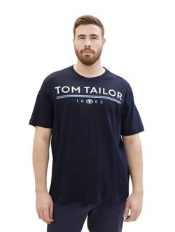 TOM TAILOR Herren Plussize Basic T-Shirt mit Logo-Print, 10668 - Sky Captain Blue, 3XL von TOM TAILOR