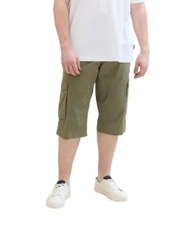 TOM TAILOR Herren Plussize Slim Jeans Bermuda Shorts mit Stretch, olive geometric structure, 40 von TOM TAILOR