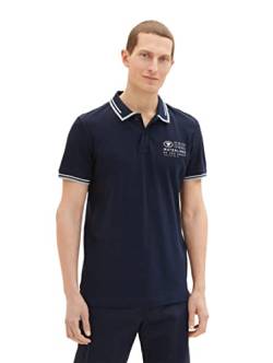 TOM TAILOR Herren Poloshirt mit Logo-Print 1035571, 10668 - sky captain blue, S von TOM TAILOR