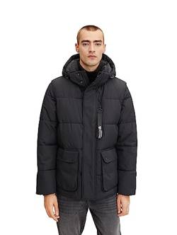 TOM TAILOR Herren Puffer Jacke mit Kapuze 1032491, 29999 - Black, M von TOM TAILOR