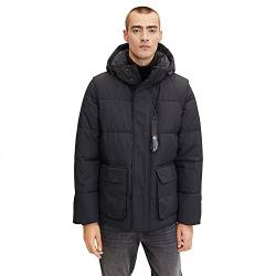 TOM TAILOR Herren Puffer Jacke mit Kapuze 1032491, 29999 - Black, S von TOM TAILOR